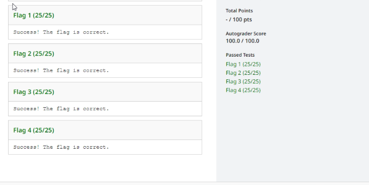 Web Security CS6035 SUMMER 2024 Flag1 to 4 Solved